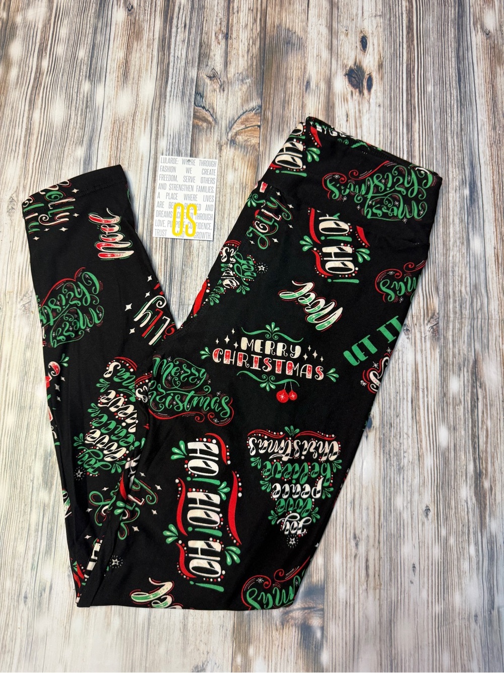 LuLaRoe Black Christmas Script Holiday Leggings